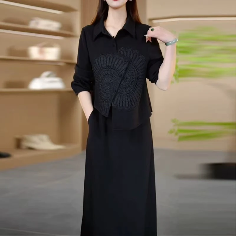 T399 气质显瘦时尚套装连衣裙小香风复古减龄刺绣两件套裙子