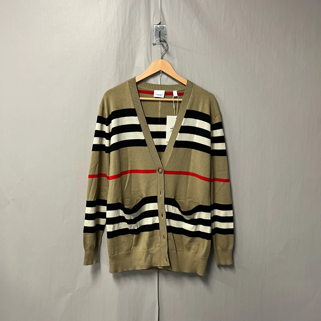 99新 BURBERRY/博柏利 羊毛格纹针织开衫 s码 99新#8320