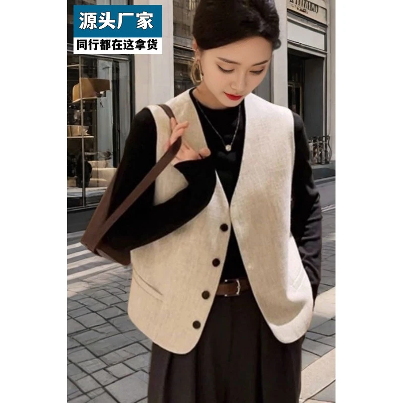 梵乐芬2025春秋款通勤马甲背心女高级感气质无袖时尚马夹薄款坎肩