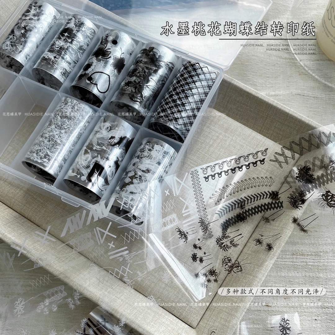 小颖美甲-水墨桃花蝴蝶结转印纸美甲星空转印纸（每个款1米长）