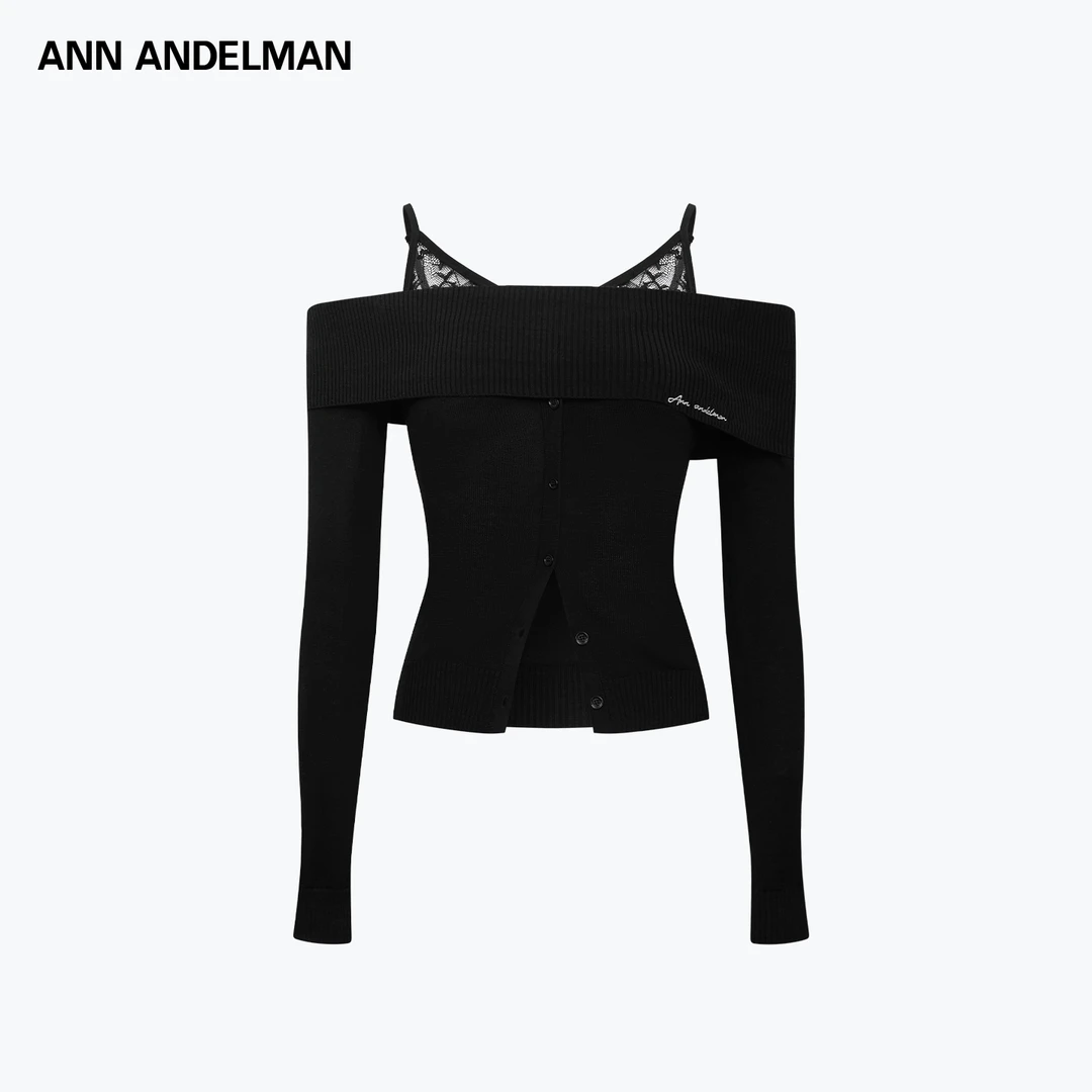 ANN ANDELMAN25秋冬 毛针织衫针织秋季小众开衫设计师假两件款
