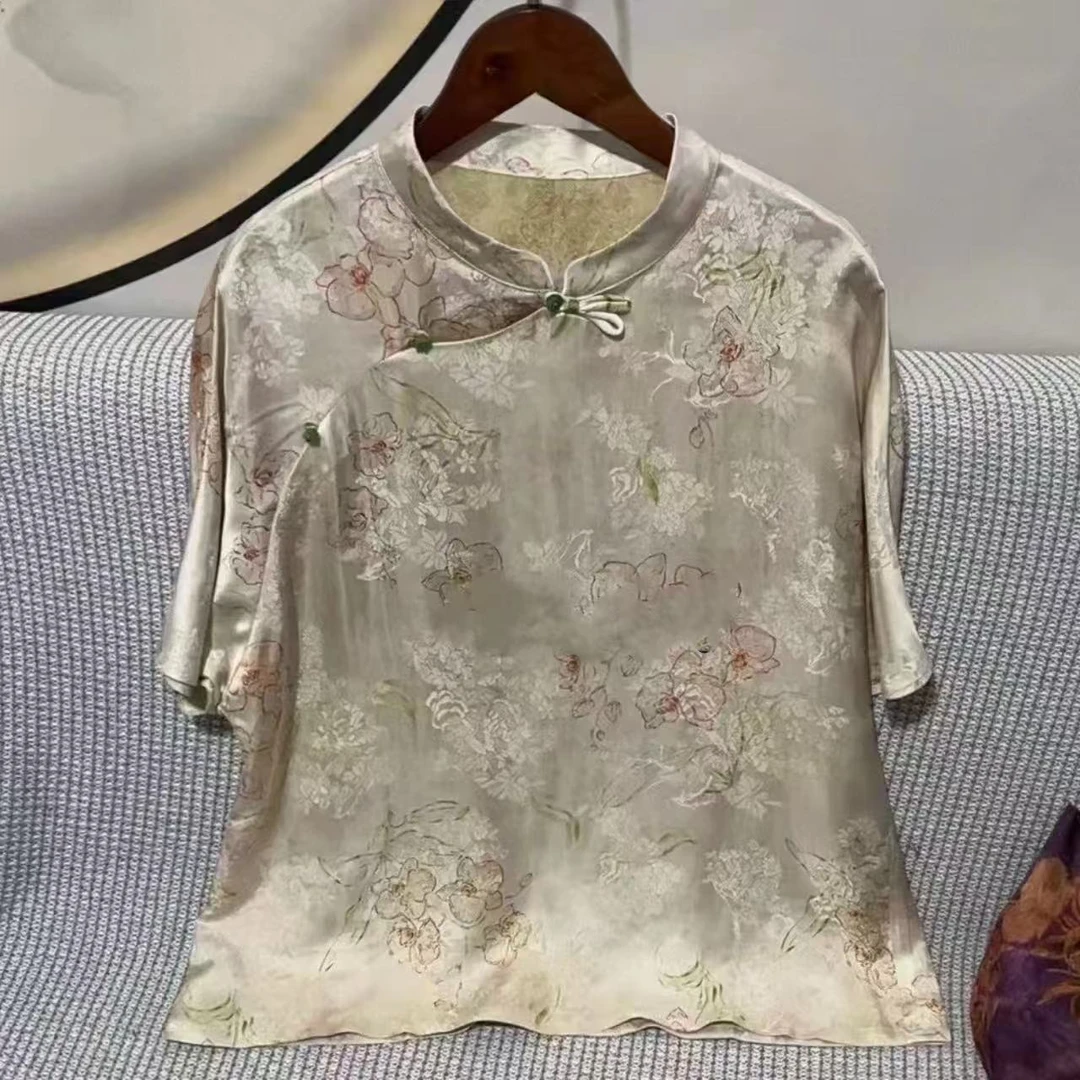 s1991 扶桑 新中式国风定制扣斜襟飞飞袖小衫