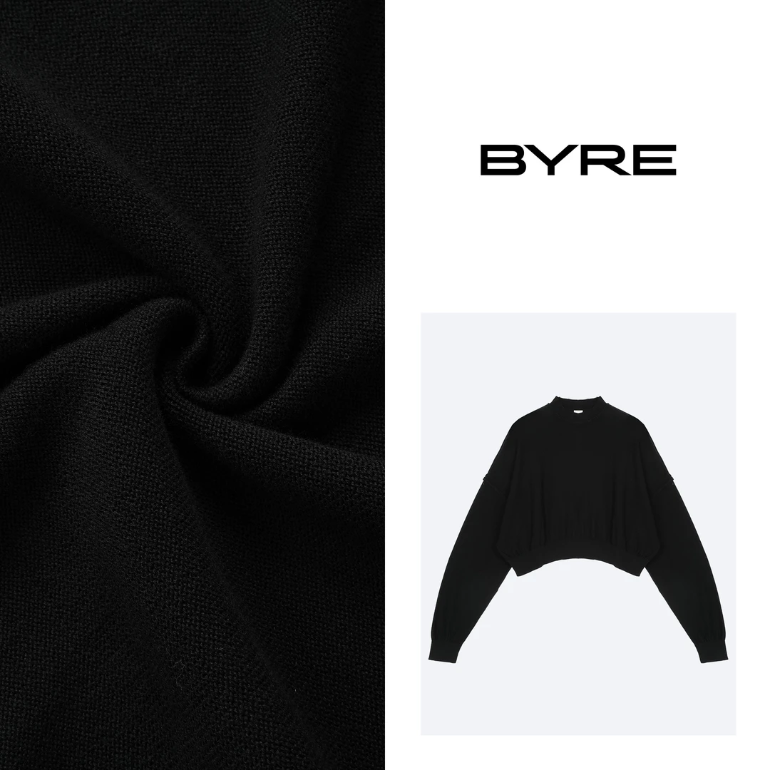 BY701 黑色圆领针织衫【冷水手洗】