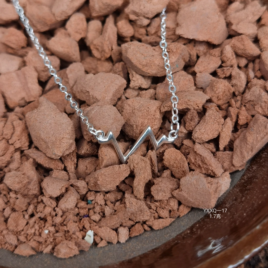 坠链均足银 s990银项链女百搭韩版时尚小众设计心电锁骨链