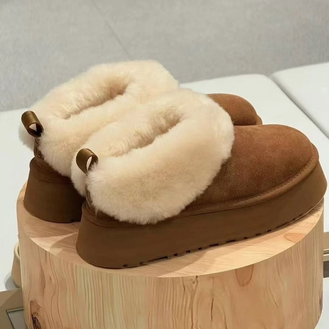 浅黛颜真皮真毛皮毛一体雪地靴