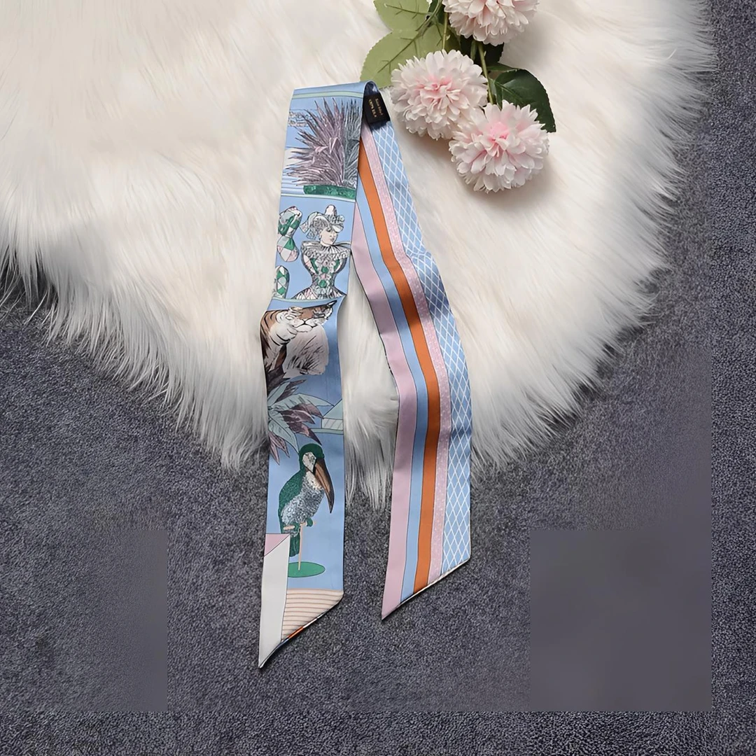 桑蚕丝发带大剧院蓝色85x5时尚韩版真丝领巾丝巾百搭休闲P020