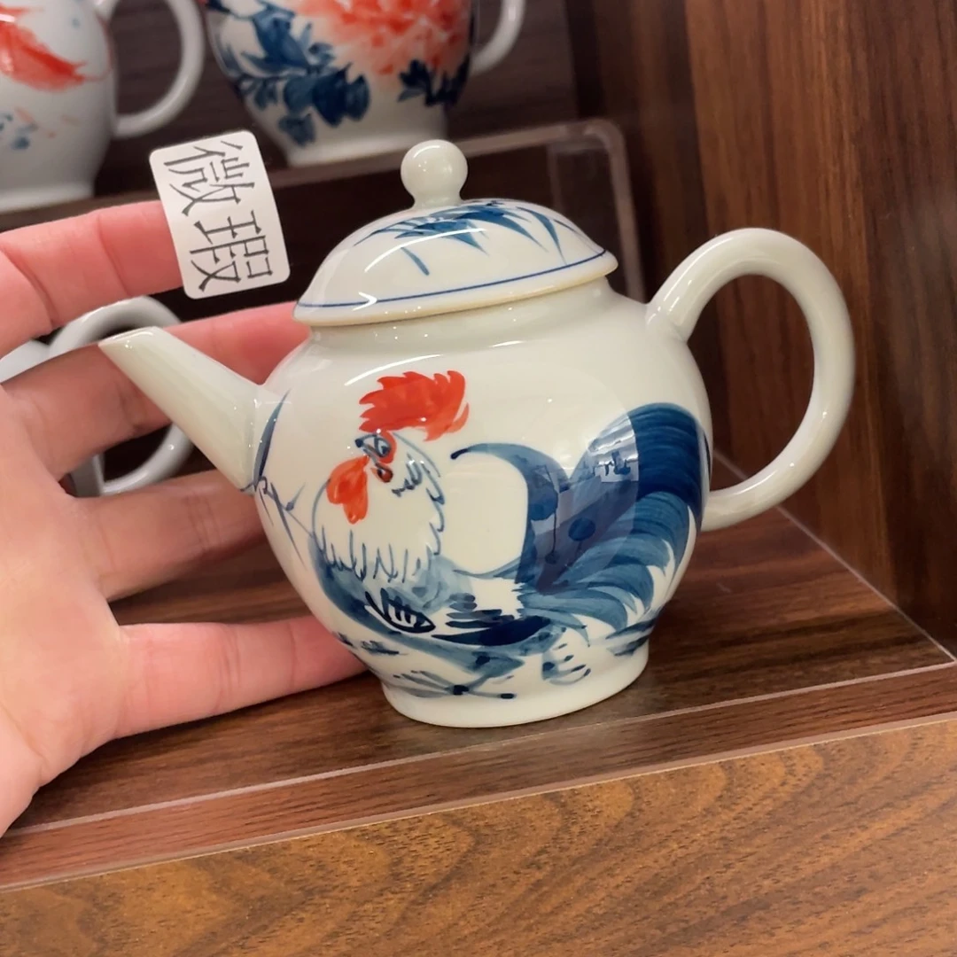 釉下手绘茶具微瑕