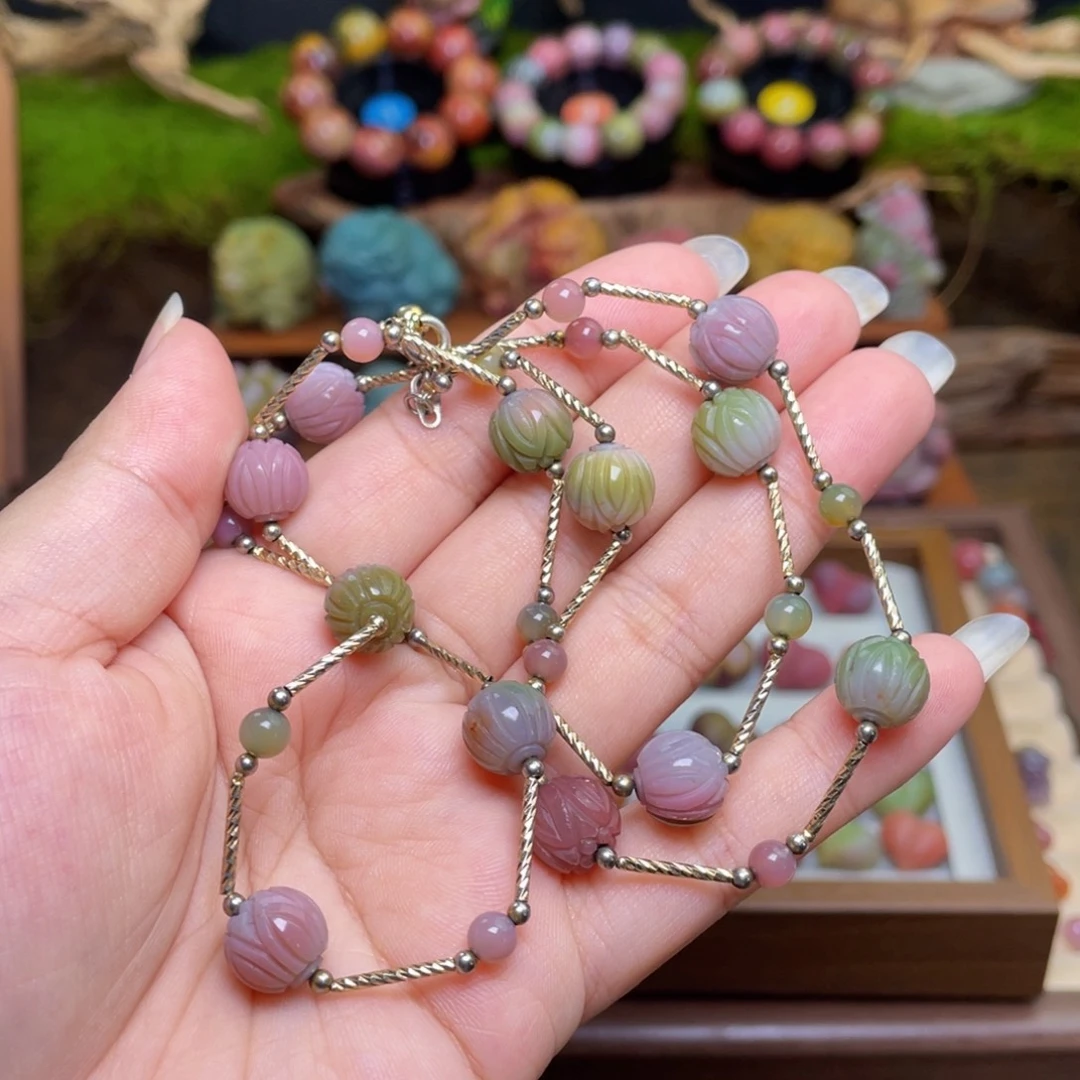 合金玛瑙/玉髓珠宝半成品盐源玛瑙莲花珠