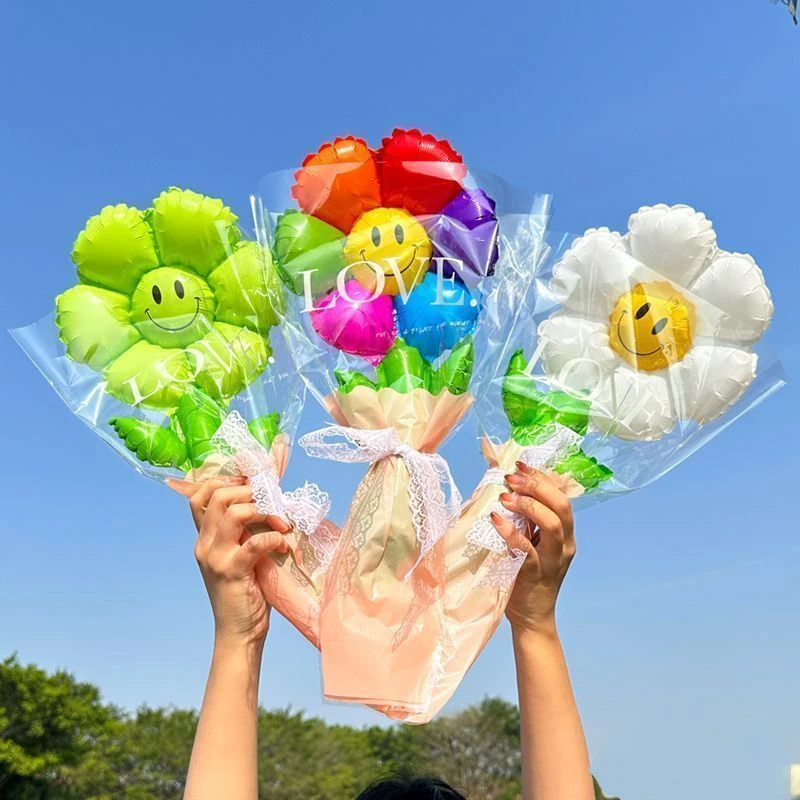 生日气球花束小礼品派对送幼儿园小朋友的礼物笑脸花朵拍照道具