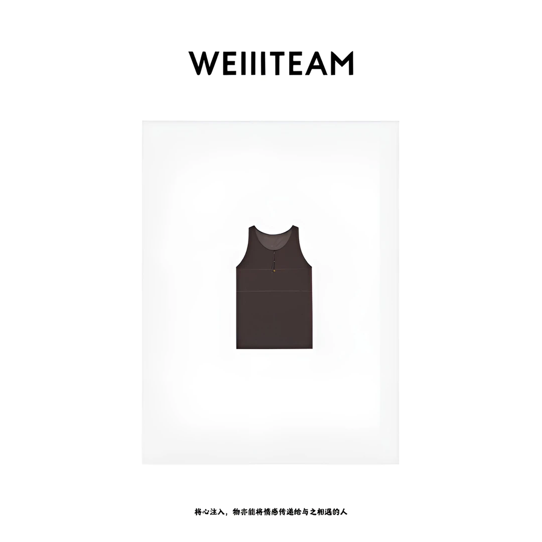 WEIIITEAM  “刺绣亨利领” 拼接条纹 无袖背心 865097