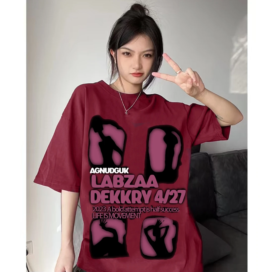 labzaa潮牌宽松重磅棉短袖T恤女ins春款打底内搭设计感百搭上衣服