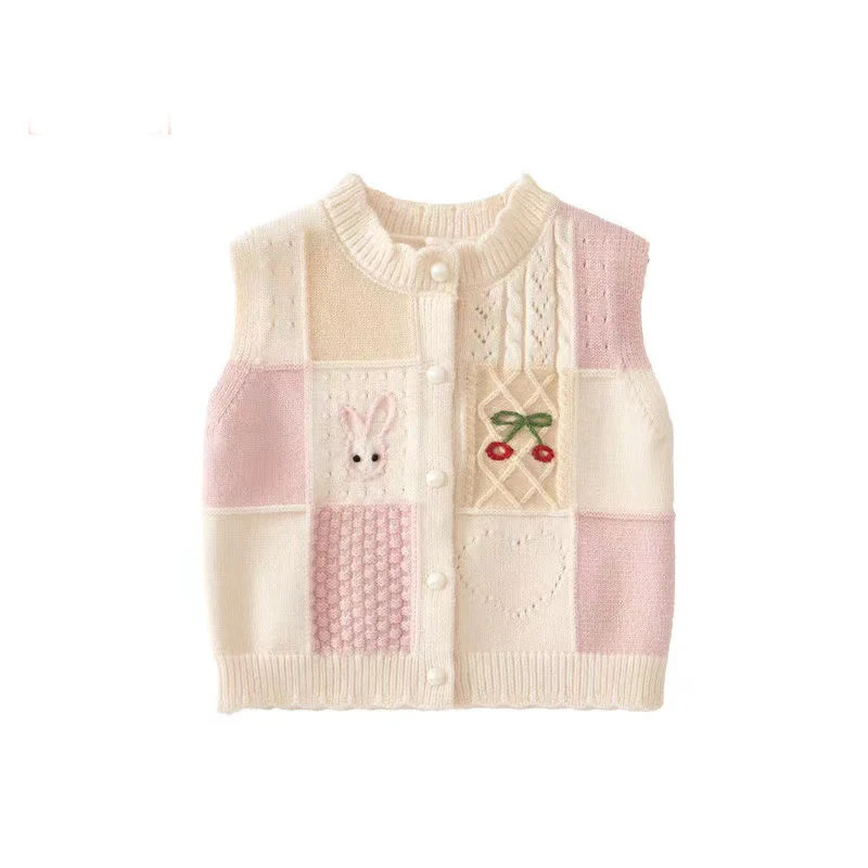 2025新款女童马甲春秋新款女宝宝毛线背心小童坎肩儿童针织马夹