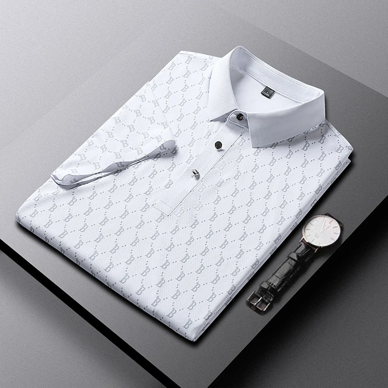 [专柜正品】2025款冰丝无痕polo衫短袖t恤男士翻领t恤休闲轻奢男装