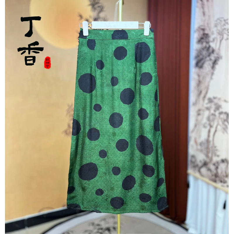 202高端简约优雅大摆裙夏季新款半身显瘦A字时尚波点半身裙