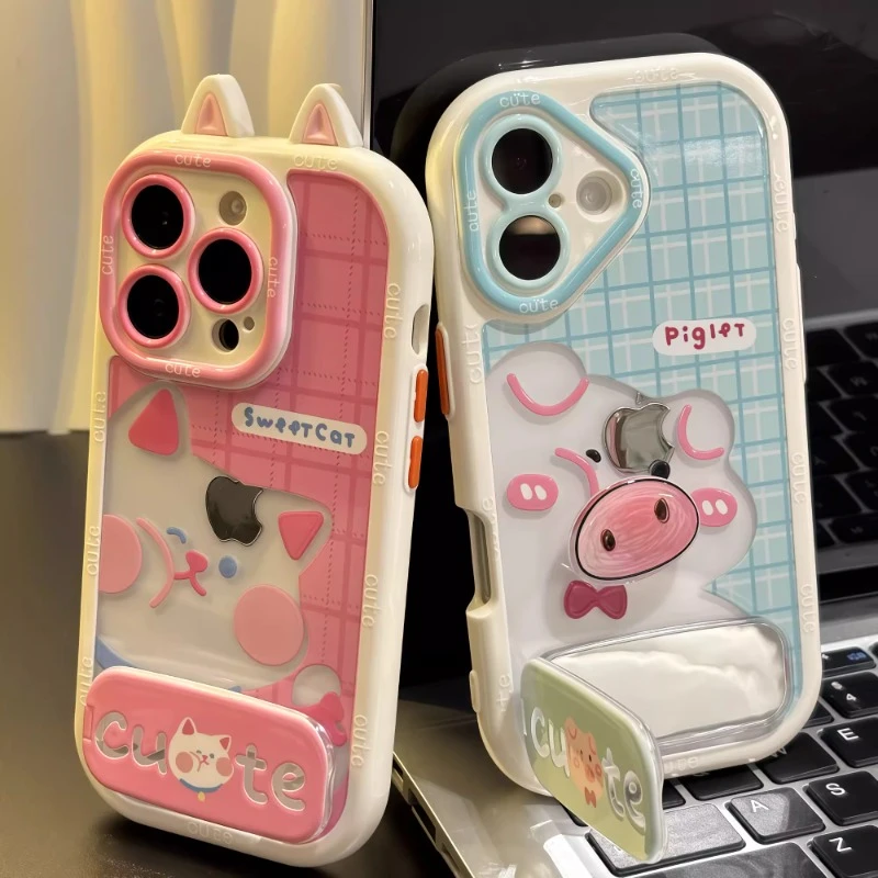 情侣旋转猪鼻子支架适用苹果16手机壳新款华为vivo小米15oppo防摔