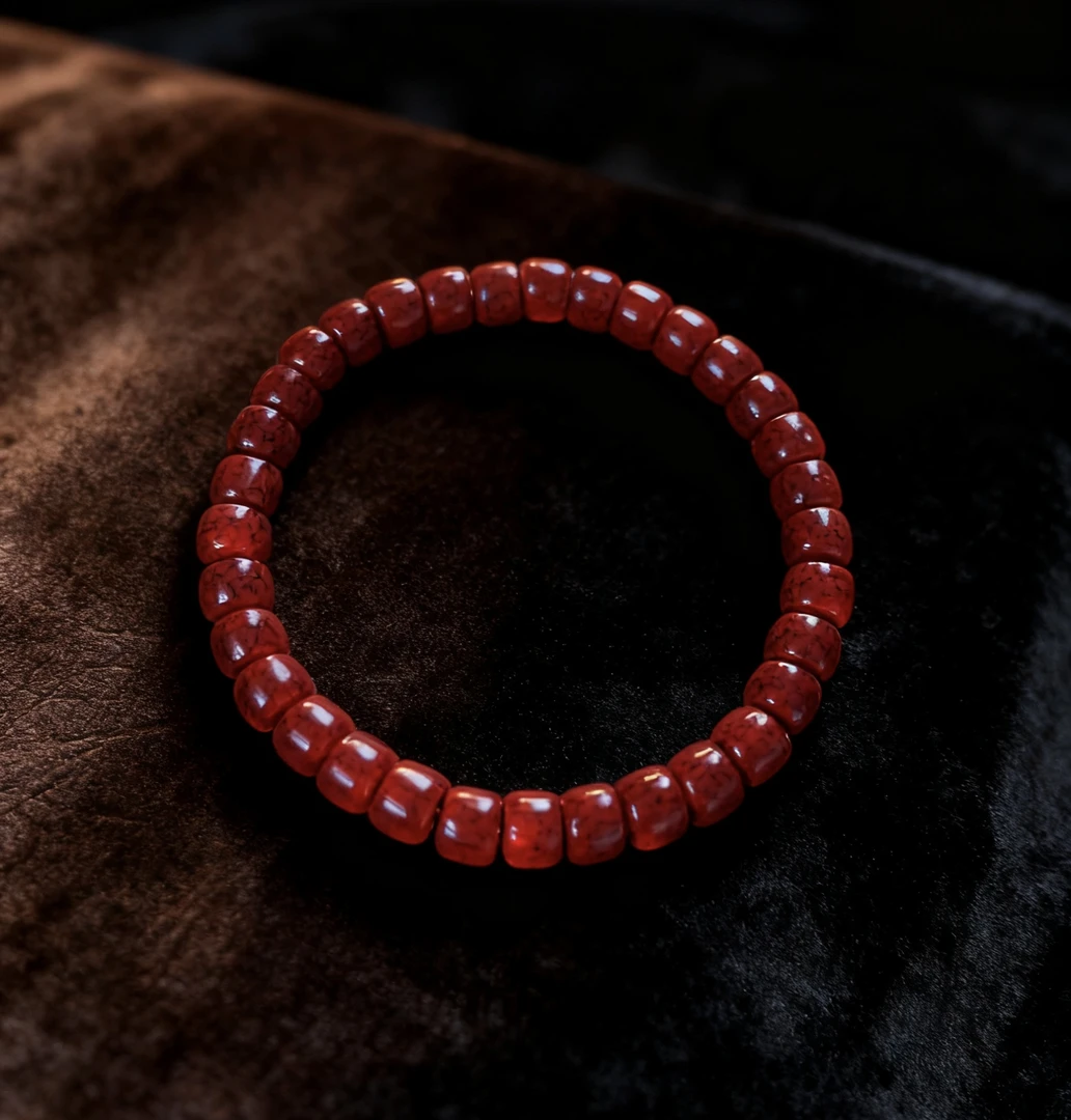 晶体朱砂桶珠6mm手串