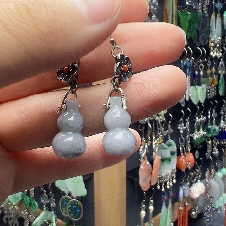 翡翠银S925镶嵌耳饰