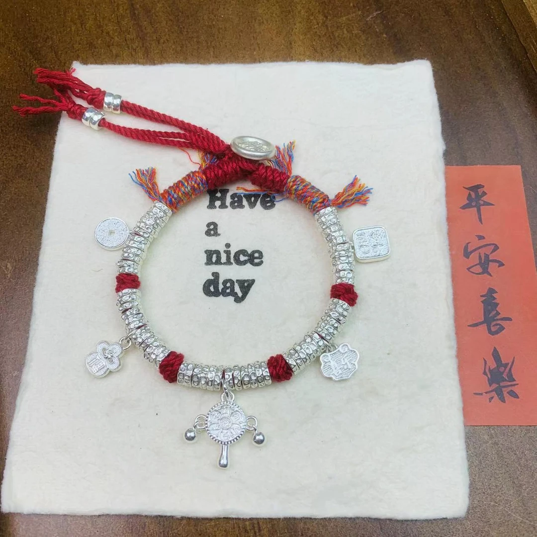 足银手链 【匠心银饰】足银多宝盘缠手编新年生日告白送老婆女友