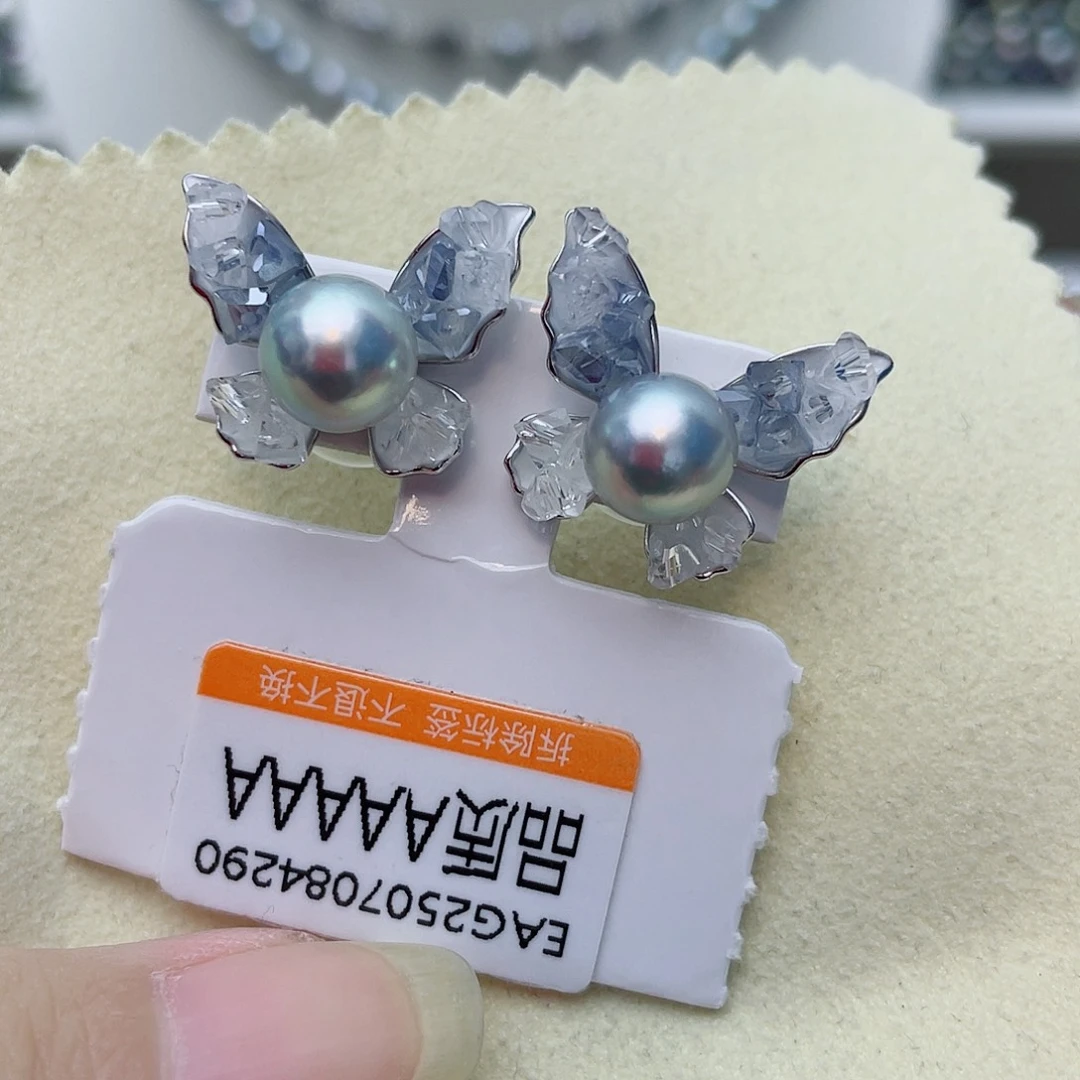 耳饰银S925镶嵌海水珍珠w49