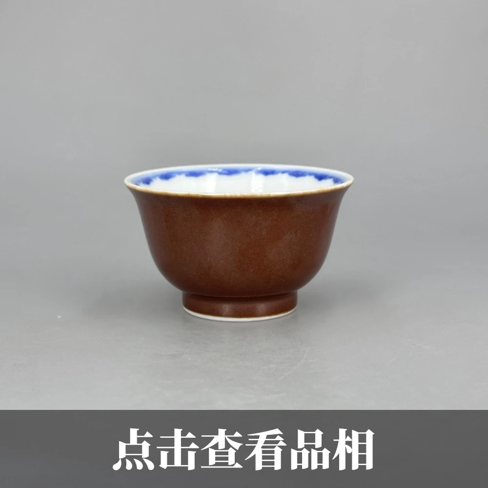 小雅外紫金釉内青花荷花纹撇口杯0927-24-200
