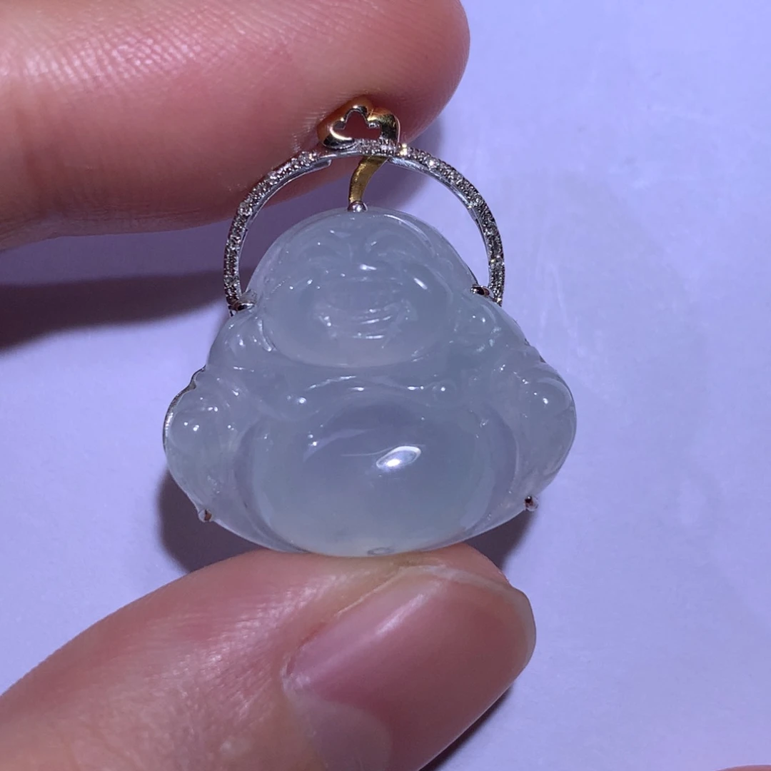 翡翠颈饰18K金镶嵌佛公