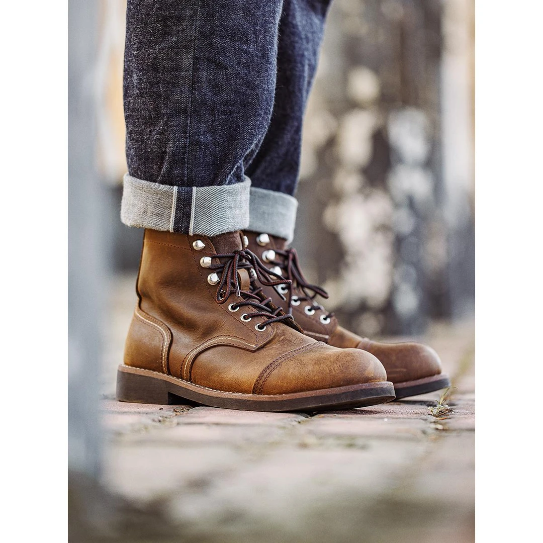 Madden层牛皮8111工作靴男士美式西部覆古休闲鞋中帮伞兵靴靴冬季