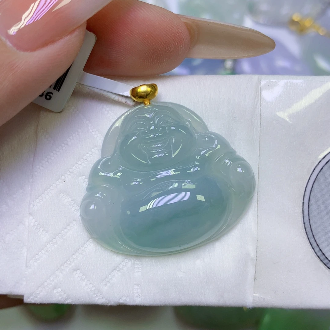 翡翠18K金镶嵌颈饰天然缅甸翡翠a货百元以上9元证书费自理