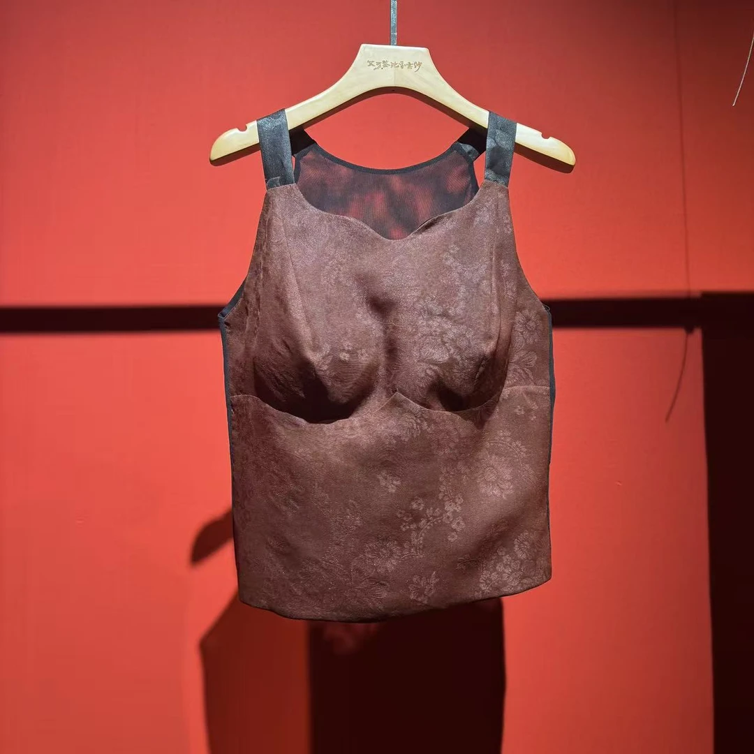 艾可原创  美背 桑波缎提花 月季 拼三经绞罗红云纱提花 长55起