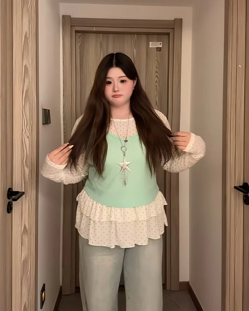 韩系春夏新款波点防晒针织衫+叠穿内搭吊带背心两件套