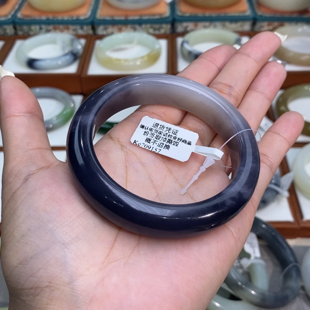 和田玉未镶嵌手镯和田玉帝王紫57