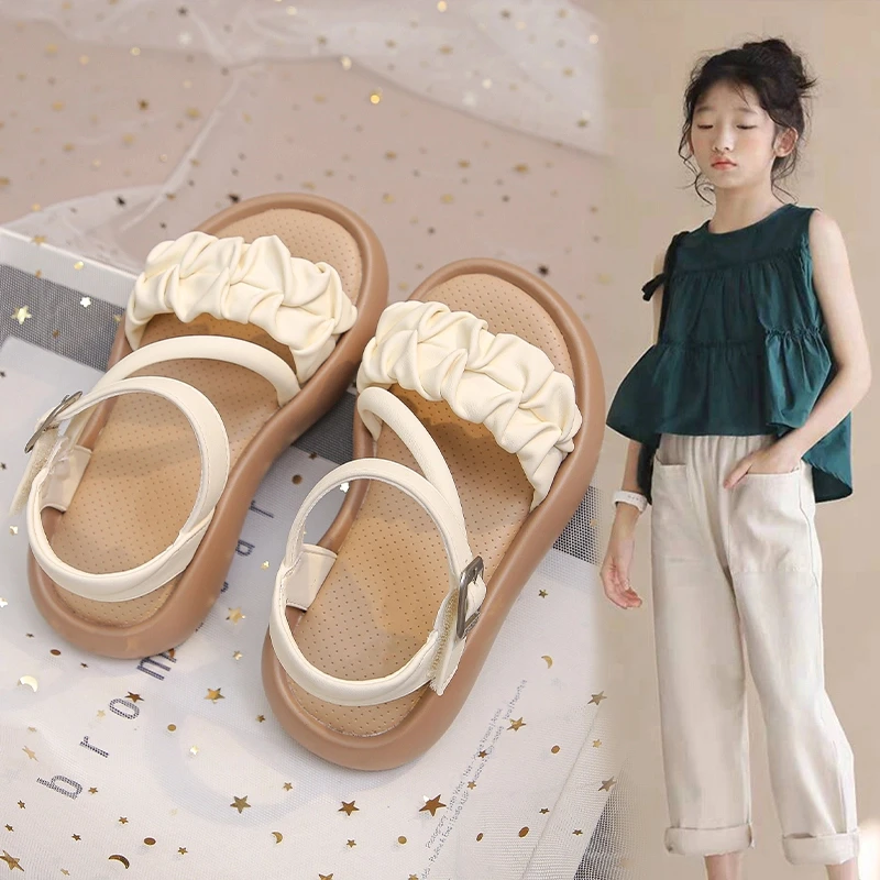 小黄鸭女童凉鞋2024儿童女孩洋气罗马鞋夏季儿童鞋子女宝公主鞋潮