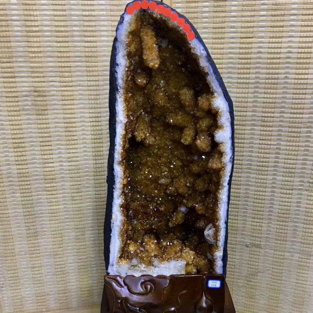 天然黄晶洞客厅书房玄关办公桌摆件（重量是总重）