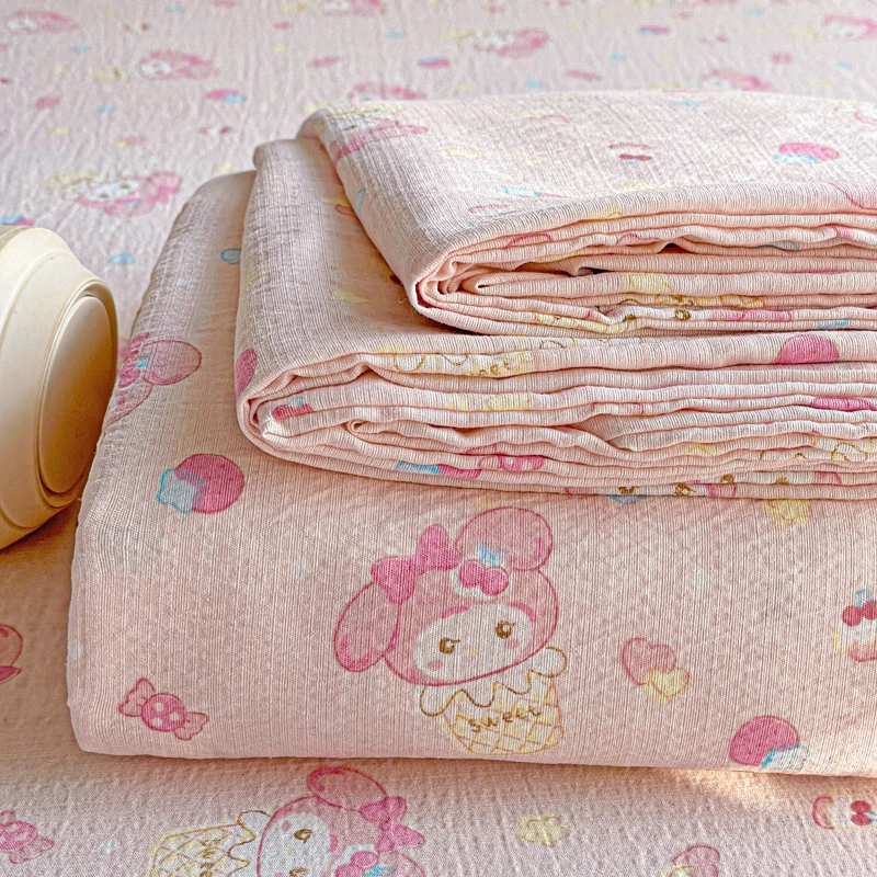 可爱风双层纱床单单件非全棉纯棉学生宿舍单人被单枕套可机洗草莓