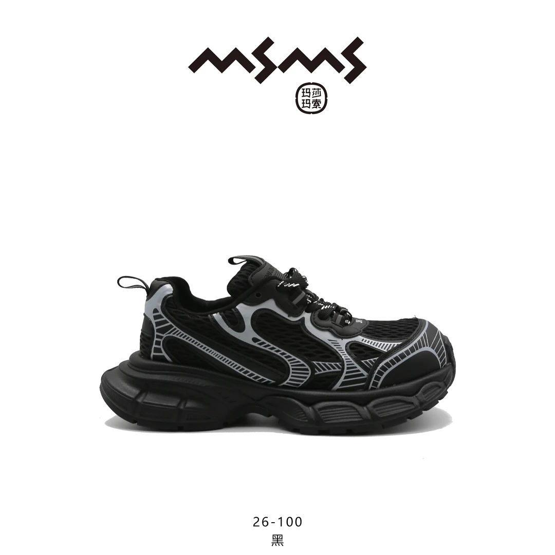 【玛莎玛索】26-100春季新款时尚百搭黑色复古潮流潮鞋厚底鞋