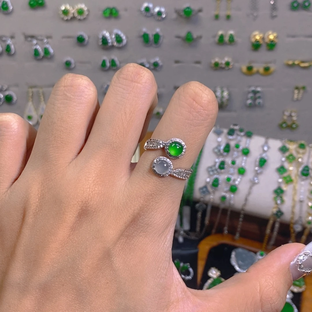 翡翠银S925镶嵌戒指多样性