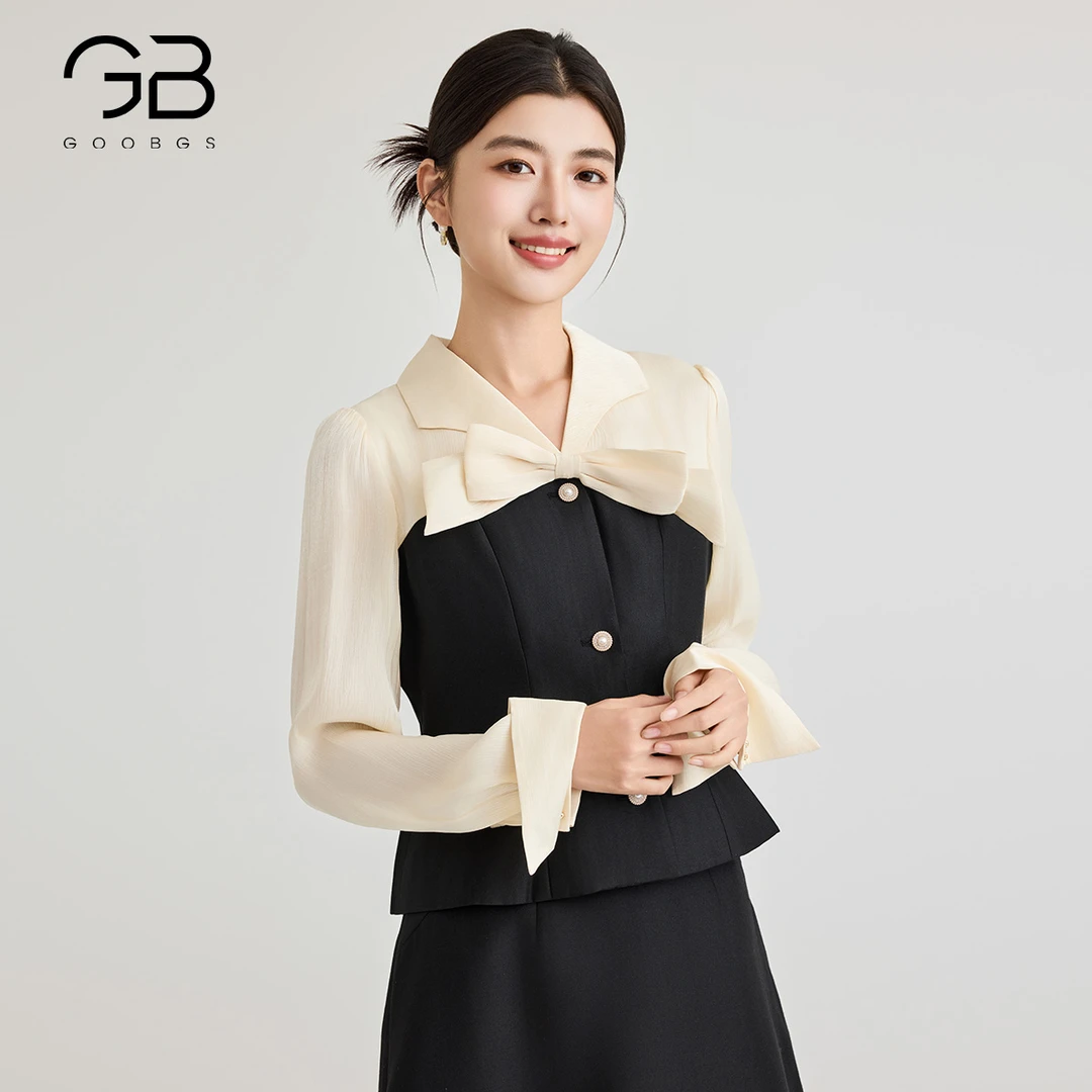 【谷邦L+】撞色衬衫女2025春季新款长袖G3315668