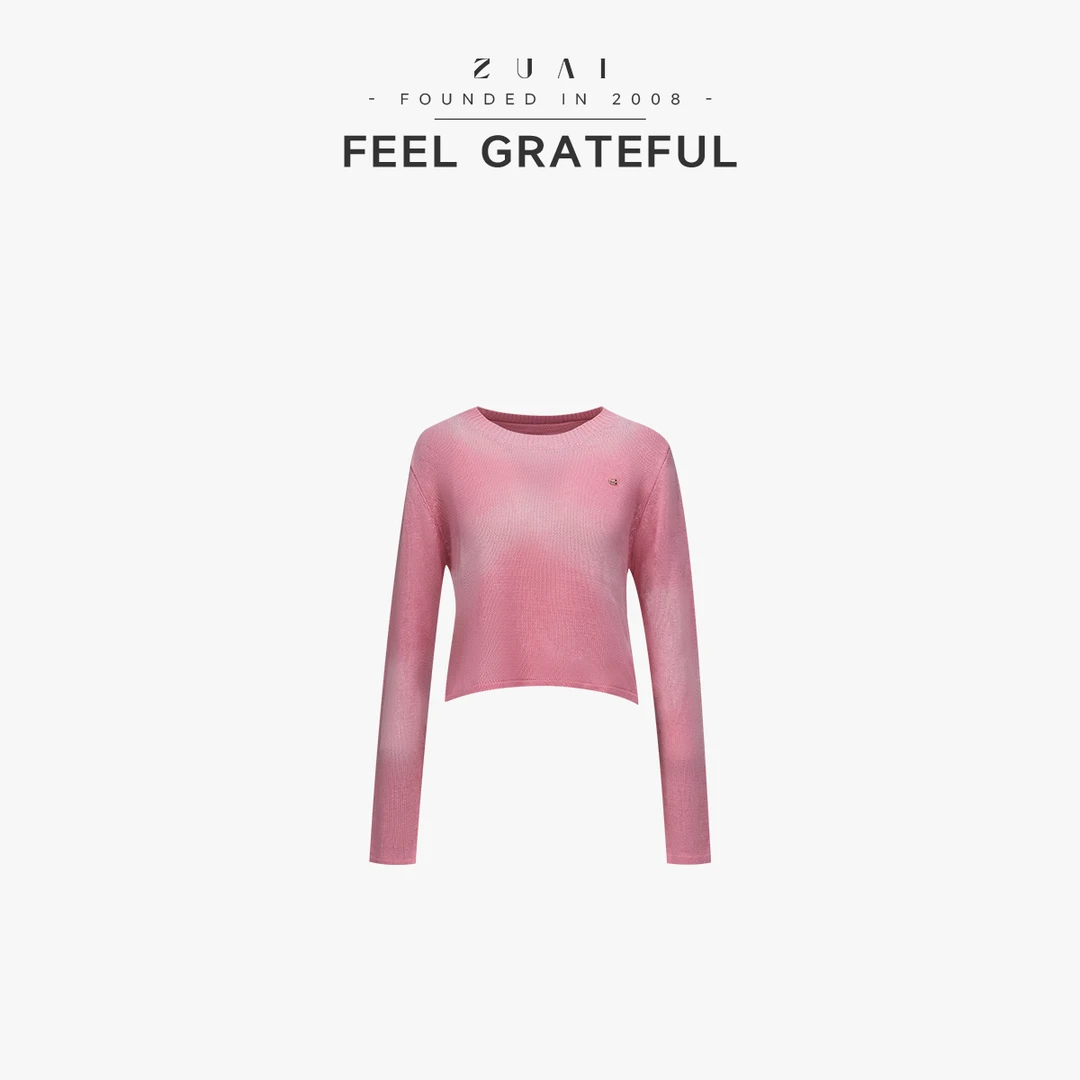 【喷染交叉人鱼背针织衫】套头减龄露背长袖毛衣上衣WT43ISY071