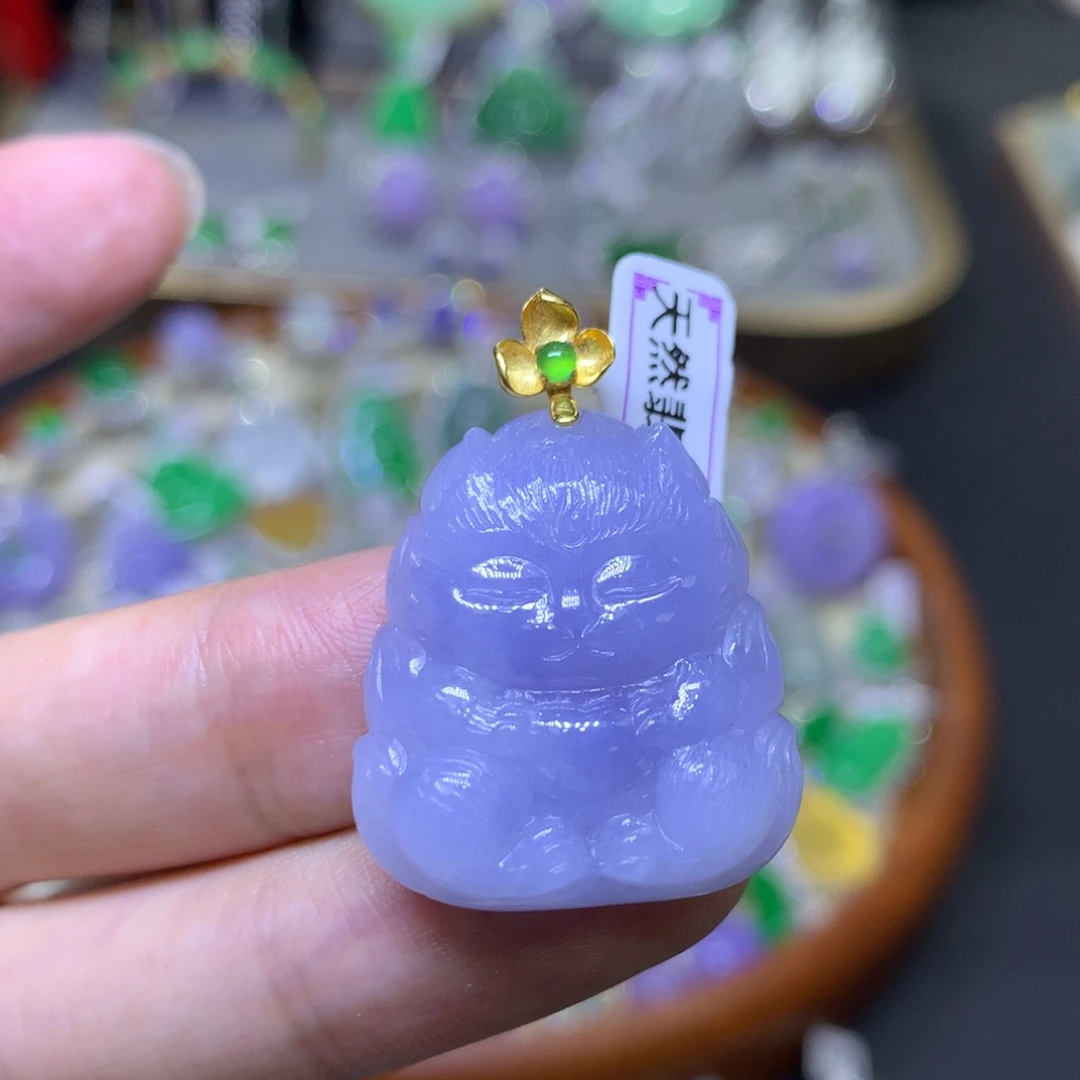翡翠18K金镶嵌颈饰翡翠吊坠项链