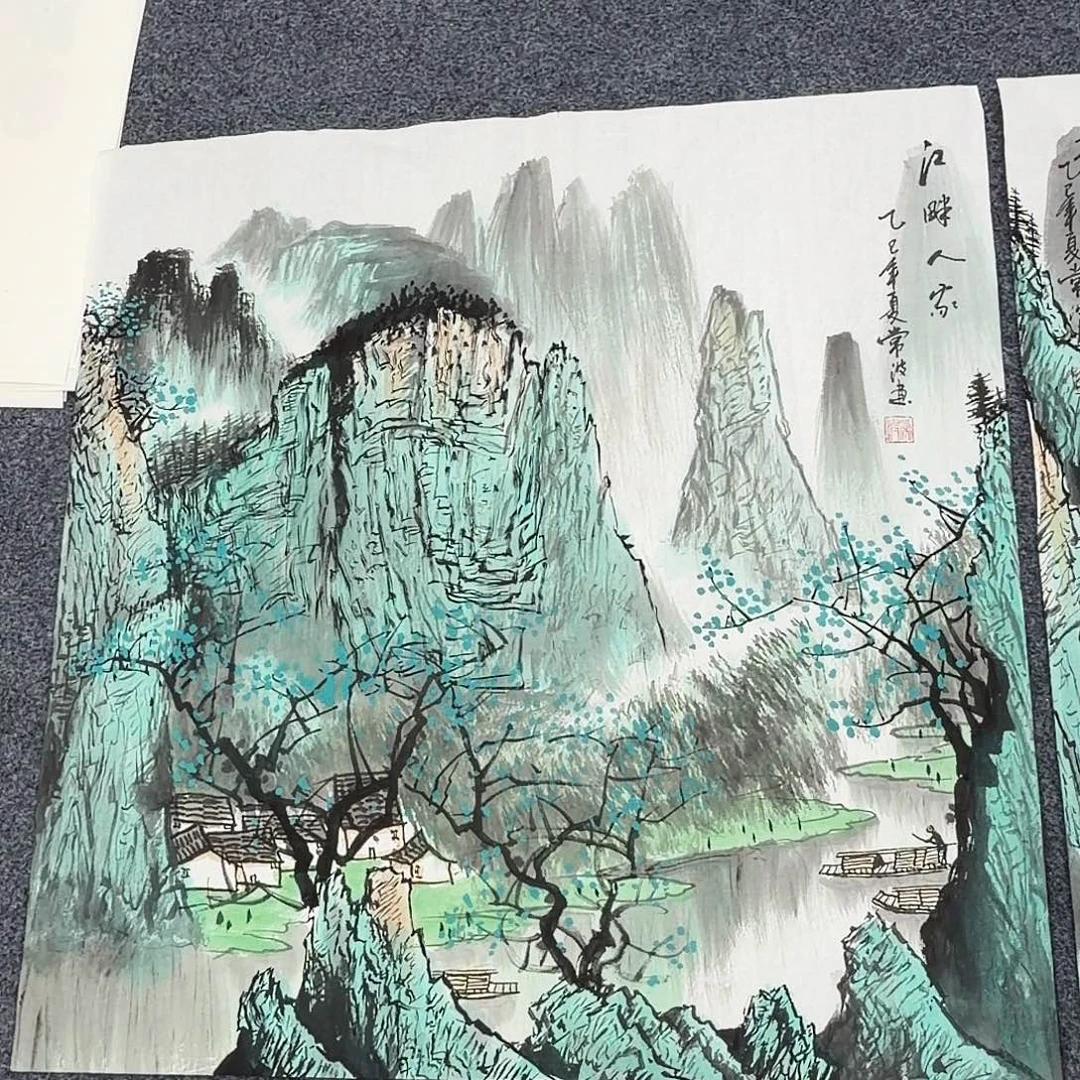 国画作品小姐姐放漏中