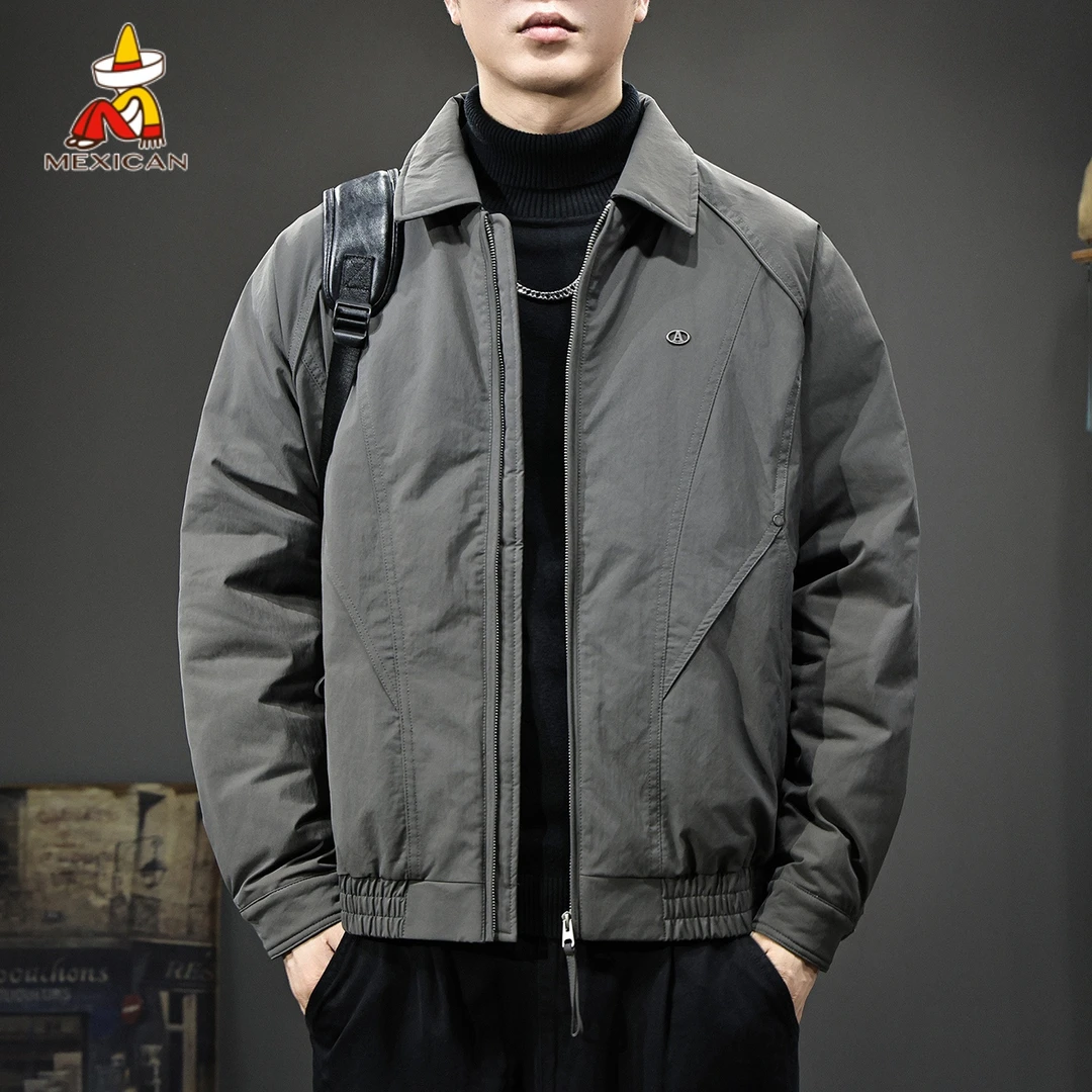 Mexican/稻草人冬季高档翻领羽绒服男款潮牌加厚保暖男士痞帅外套