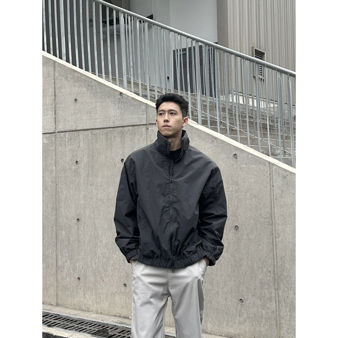 LIMOU冬季破风骑行夹克三防立领棉衣黑灰色棉服男款冬季外套
