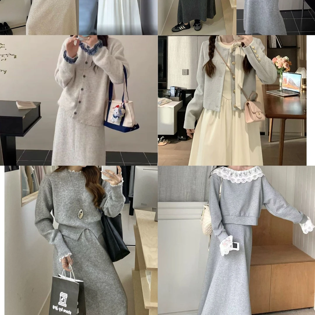 韩版高级感时尚毛衣开衫两件套女秋冬新款针织半