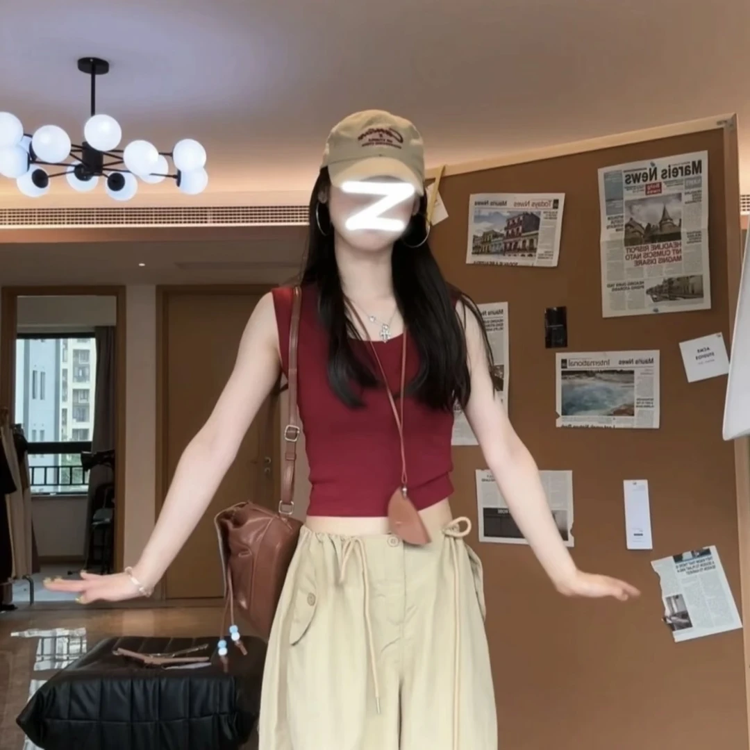 高密棉纯欲U领遮副乳修身高弹背心2025夏季新款无袖上衣吊带背心