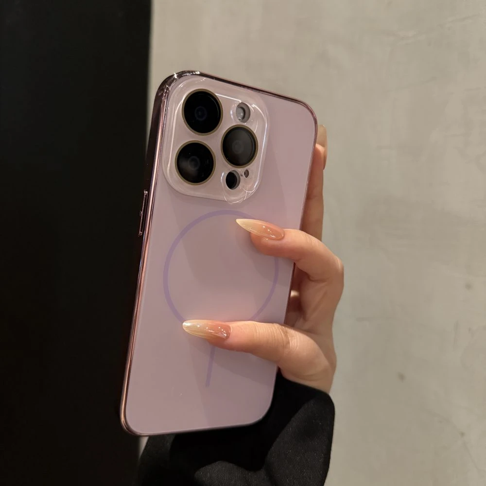 磁吸简约高级感适用苹果16promax手机壳小众iPhone15新款14电镀13