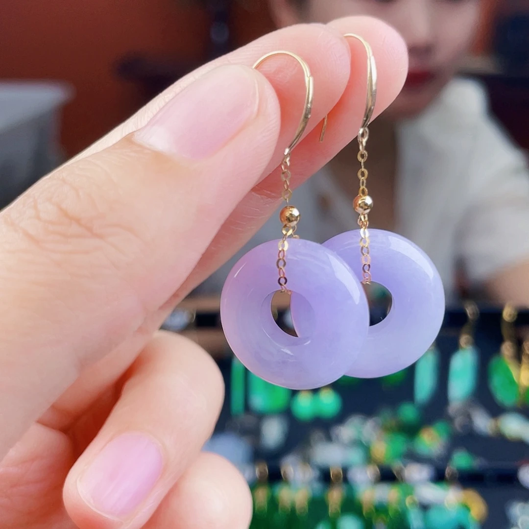 翡翠18K金镶嵌耳饰