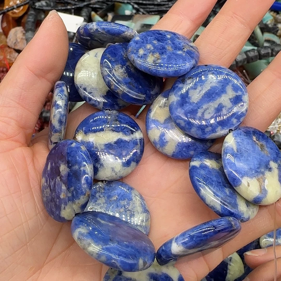 玛瑙/玉髓合金珠宝半成品蓝纹石23mm一条