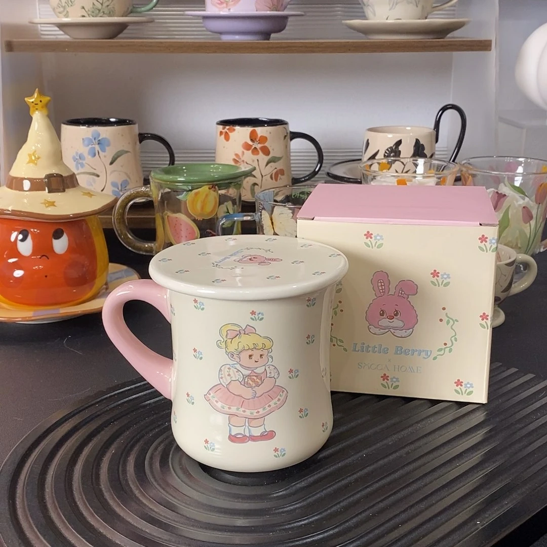 陶瓷粉色lb 小女孩马克杯