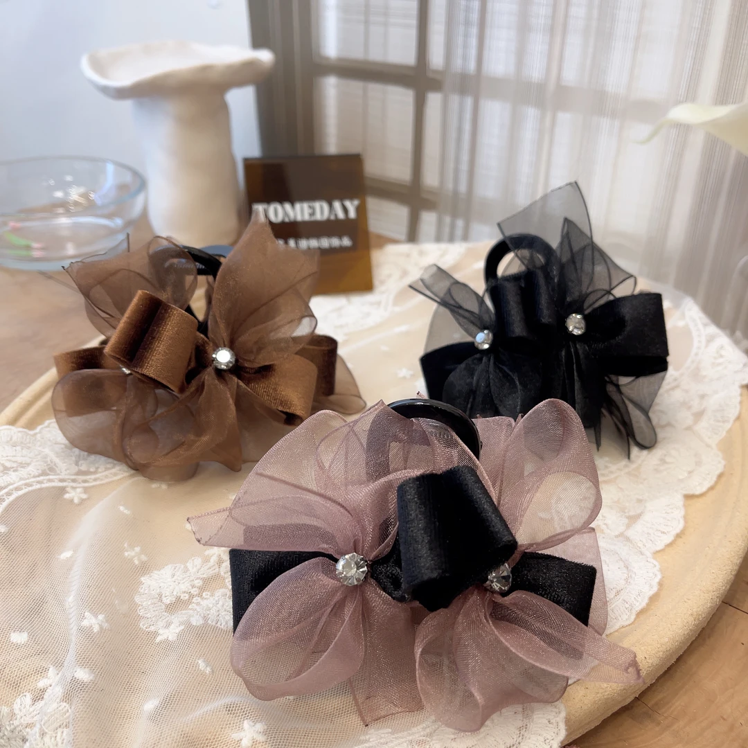 W1417韩系设计精致百搭简约经典蝴蝶结抓夹