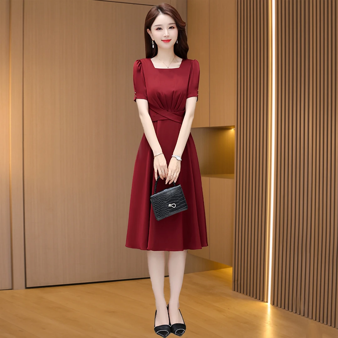 【可蓓儿】五一喜婆婆婚连衣裙2025新款女夏季高端妈妈红色结婚礼服