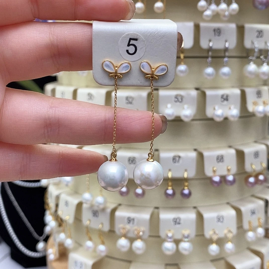 淡水珍珠耳饰银S925镶嵌